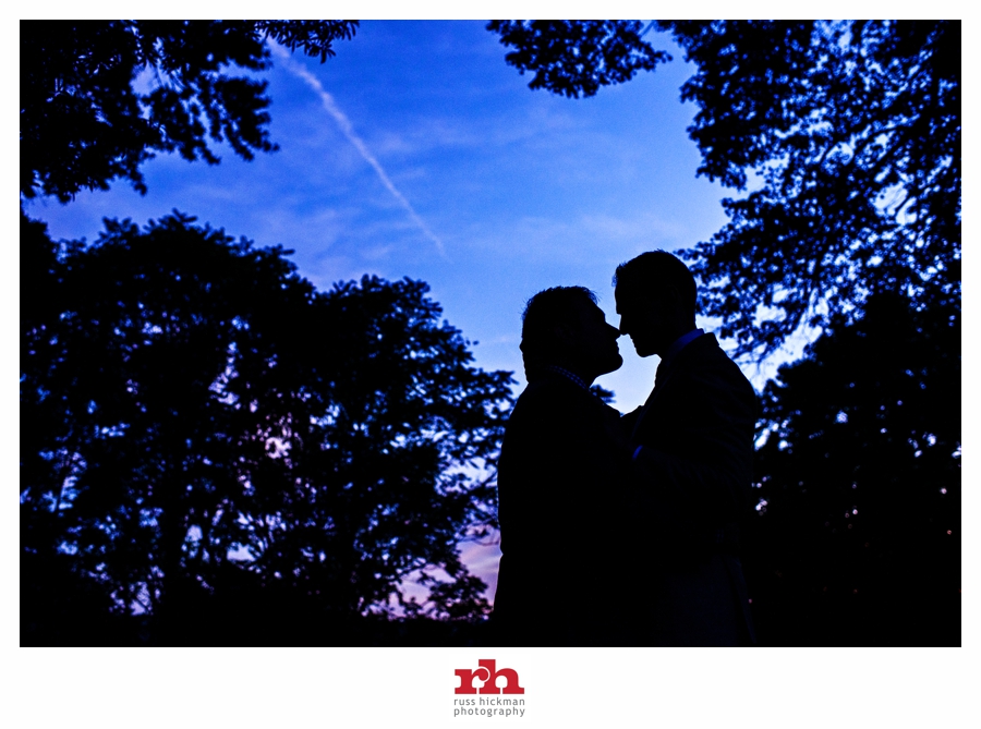 Same Sex Wedding Couple Embrace at The Patapsco Female Institute Wedding.